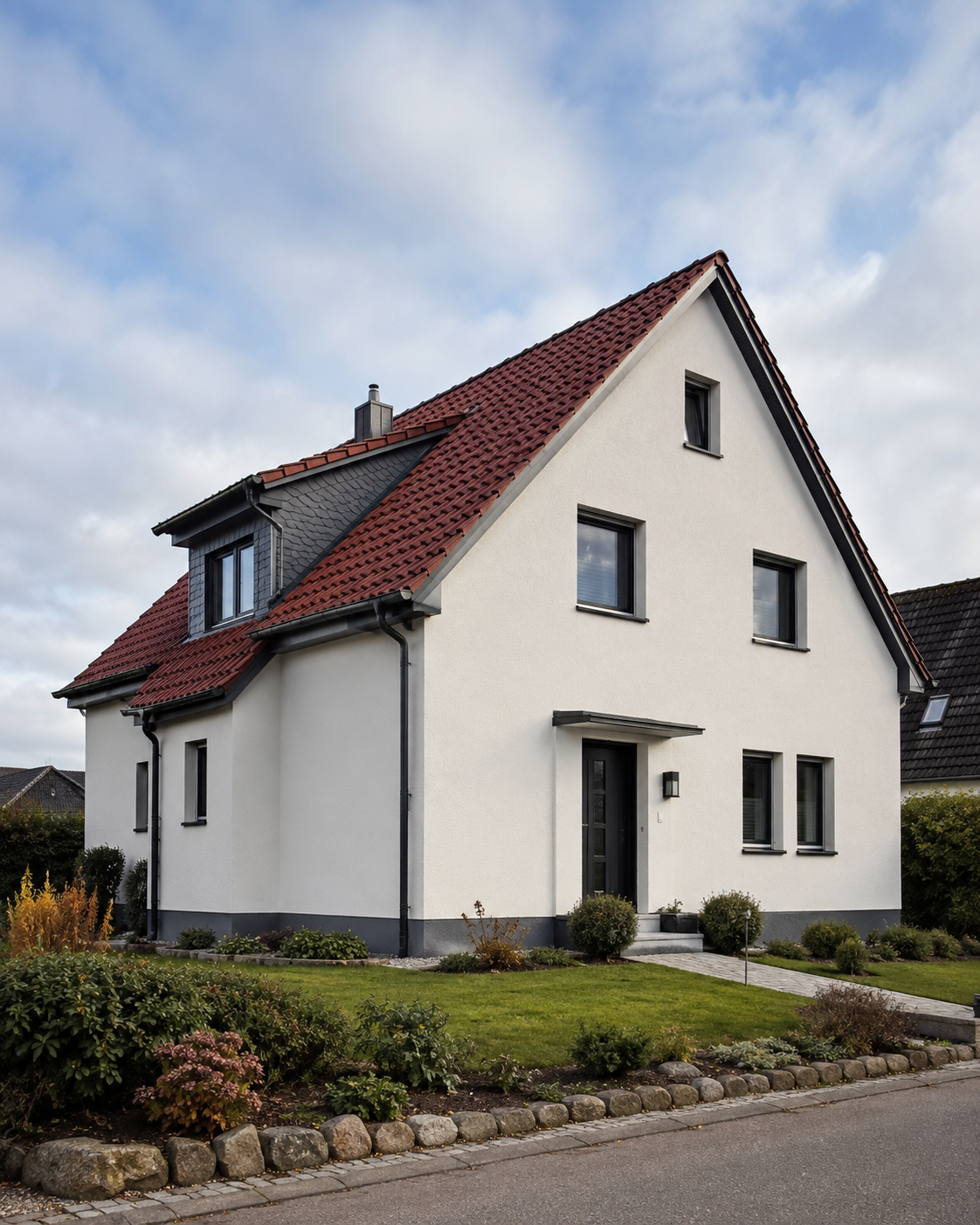 Norddeutsches Wohnhaus mit heller mineralischer Fassade